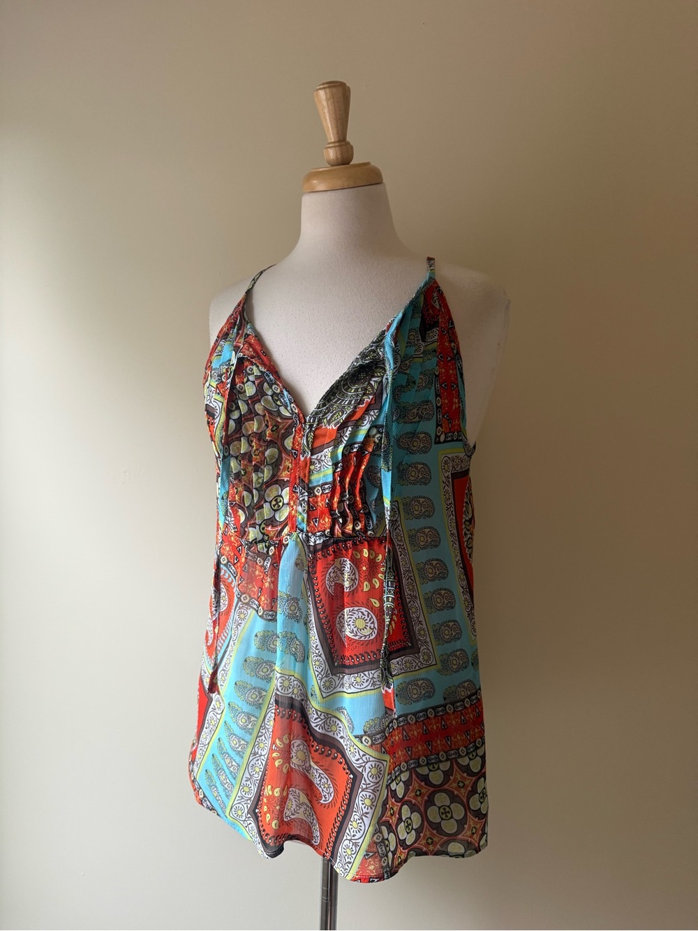 Vintage Y2K Jacob Paisley Patchwork Boho Tunic Top